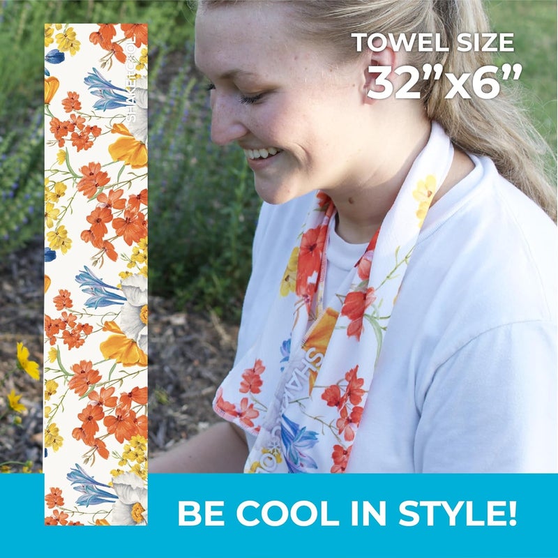 SHAKEitCOOL Original Cooling Towel – Be Cool in Style - Heat Relief, Soft, Lightweight, Sun Protection, Easy Clean - Perfect for Biking, Running, Yoga, Gym, Gardening - Flower - Image 2